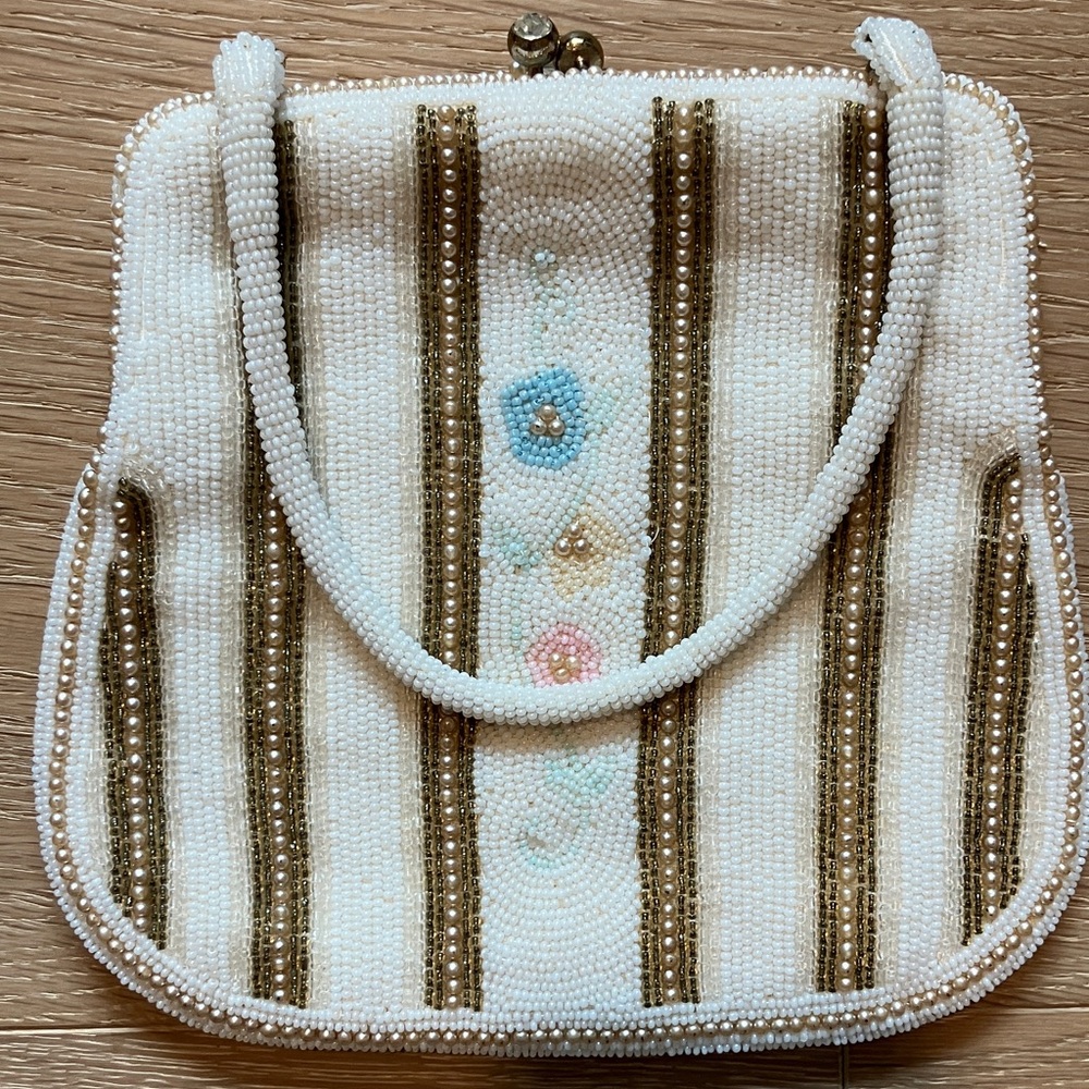 Vintage 50’s Josef Japan hand beaded Elegant Floral Handbag - Picture 4 of 8